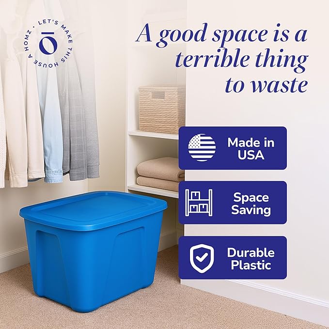 HOMZ 4-Pack Durable Molded Bin, Plastic Storage Containers w/Lids, 18 Gallon - Image 5