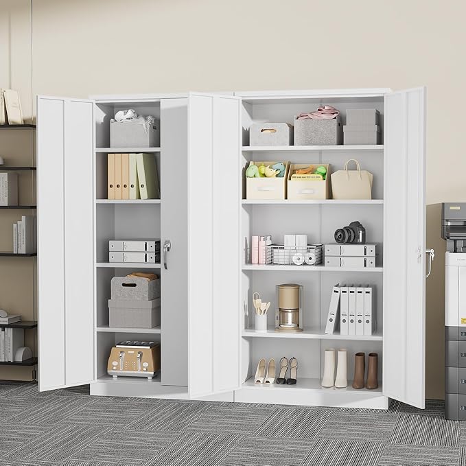 Greenvelly White Metal Cabinet, Tall Tool Organizer - Image 8