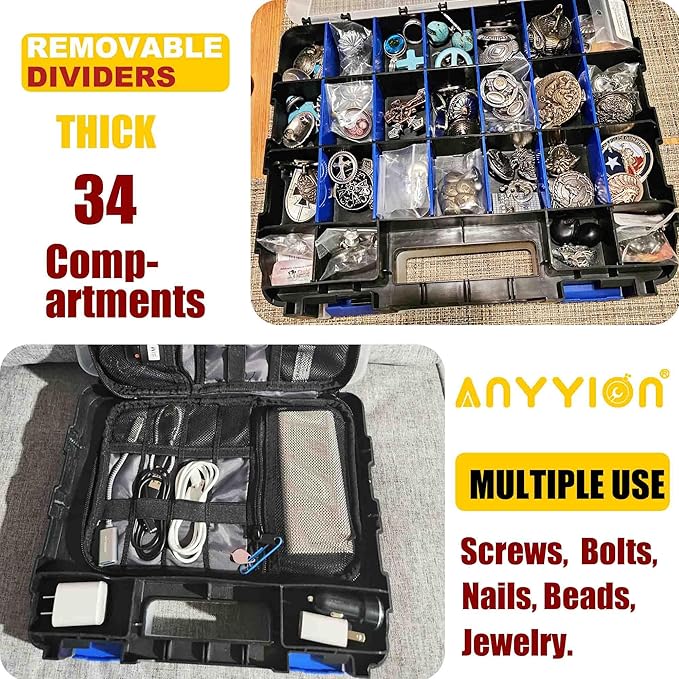 Anyyion Small Parts Organizer, 34-Compartments Double Side parts organizer - Image 6