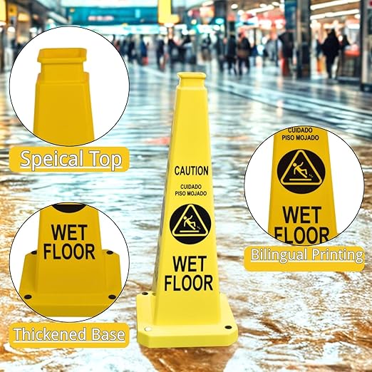BESEA Caution Wet Floor Sign 6 Pack, Non-Slip Floor Safety Cone - Image 3
