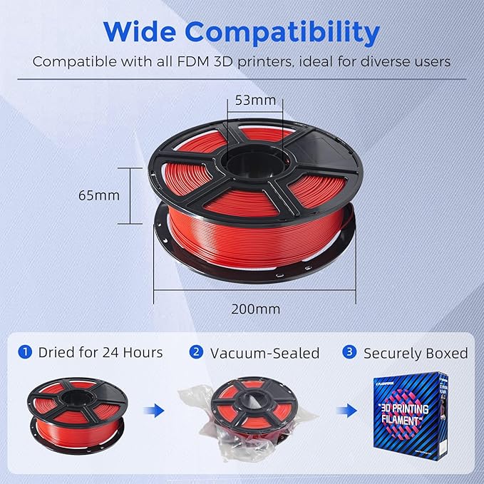 FLASHFORGE PETG Pro Filament 1.75mm Red, 3D Printer Filament 1kg Spool - Image 6