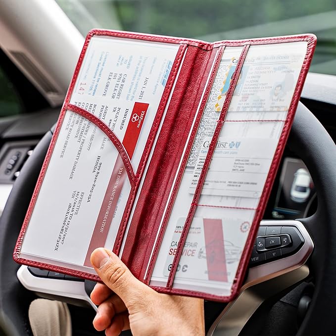 CANOPUS Car Registration and Insurance Holder, PU Leather Card Holder, Vehicle - Image 5