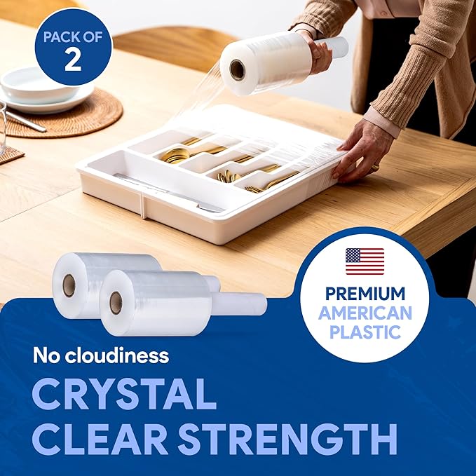 International Plastics Co. 2 Pack of 5" Plastic Stretch Film Wrap - Image 4