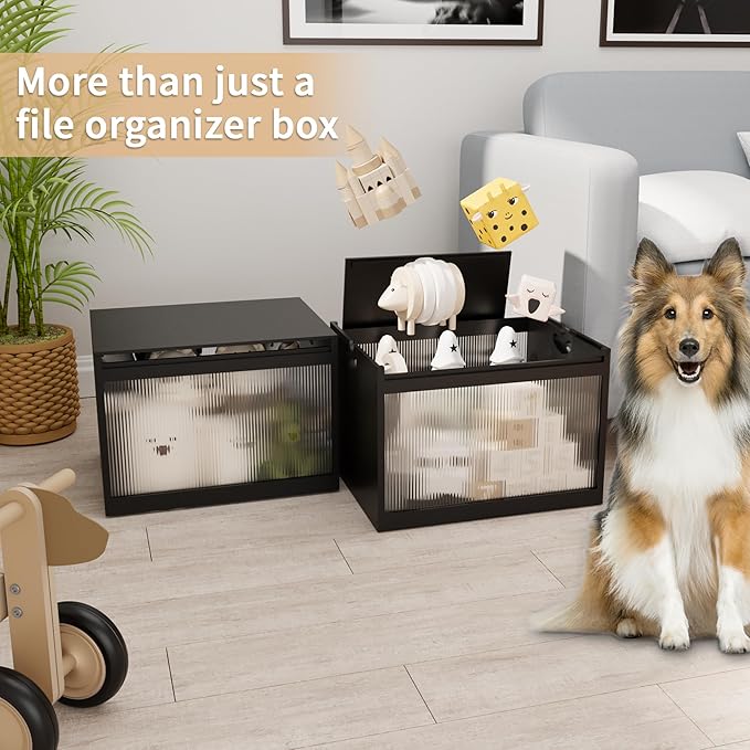 Bamboo Hanging File Boxes with Lids 2 Pack, File Organizer Box - Image 6