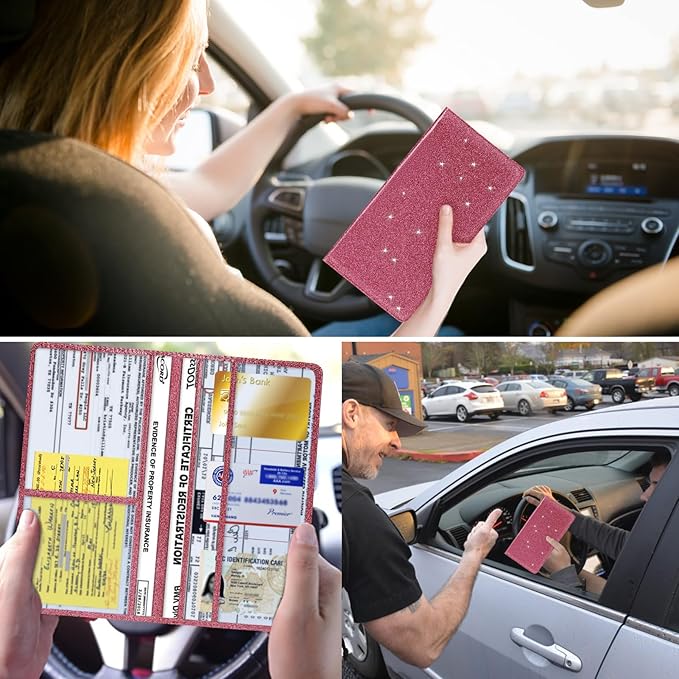 2Pack Leather Car Registration and Insurance Card Holder, Car Document Holder - Image 4