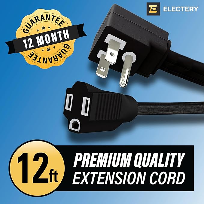 12 ft Heavy Duty Appliance Extension Cord, 14 AWG, 15A 125V 1875W, 3 Prong Flat - Image 2