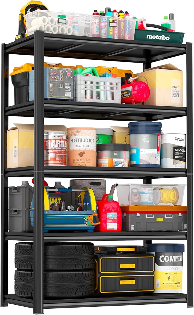72" H Storage Shelves 3000LBS Garage Shelving Heavy Duty 5 Tier Metal Shelving by PRESTELION