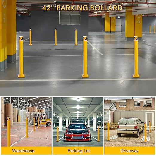 4-Pack 42 Inch Steel Safety Bollard Post, 4.5 Inch Diameter Metal Safety Bollard - Image 4