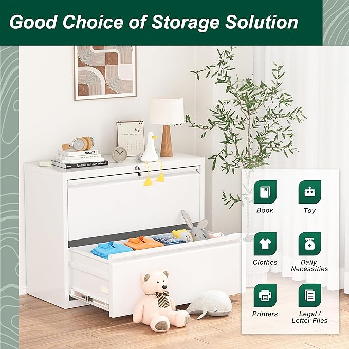 Superday Metal Lateral File Cabinet, 2 Drawer File Cabinet, Filing Cabinets - Image 7