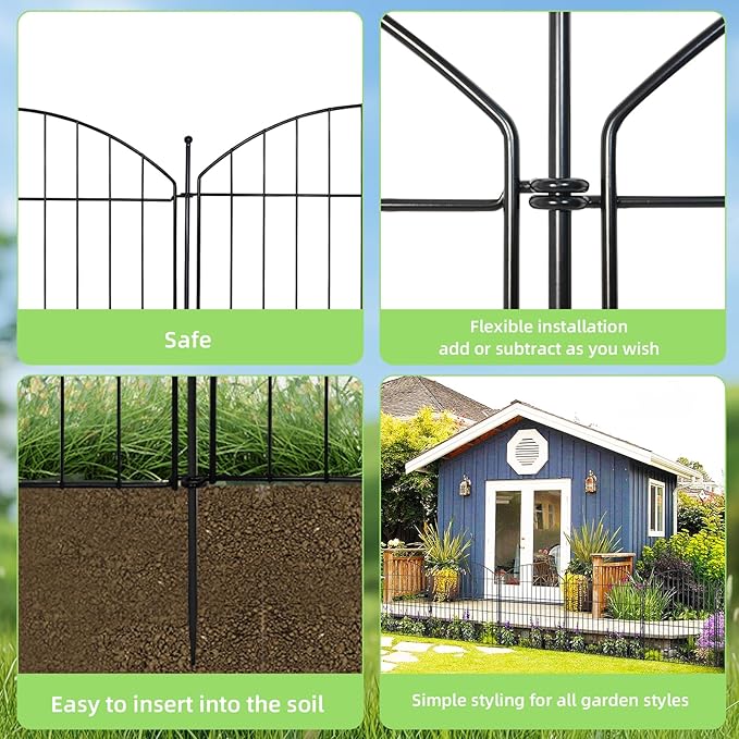 Decorative Garden Fence 32in x12ft, 5 Pack No Dig Fence Animal Barrier - Image 4