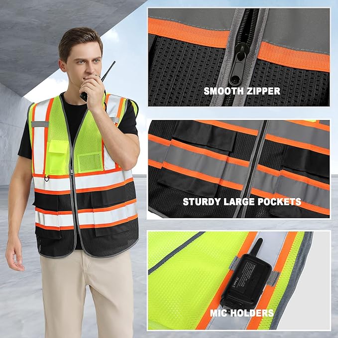 BeautyWill Custom Logo Safety Vest Class2 High Visibility Reflective Vest - Image 3