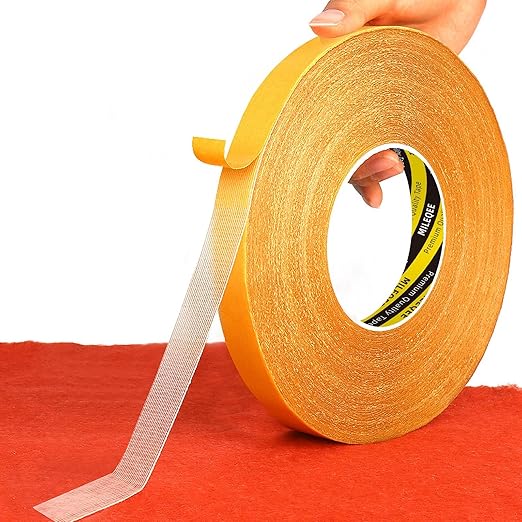 Double Sided Fabric Tape Heavy Duty, 0.59in x 164FT, Extra Large High Tack by MILEQEE