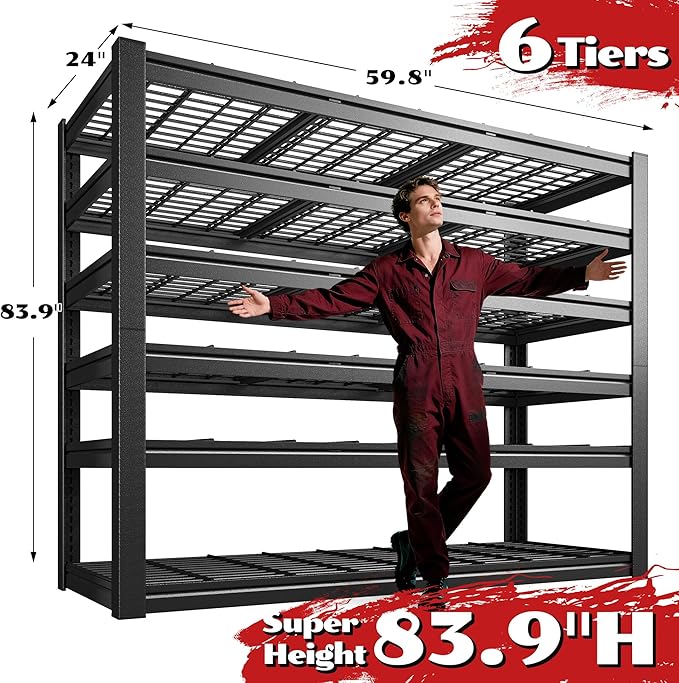 59.8" W Metal Shelving 6 Tier Garage Shelving 3750LBS Storage Shelves - Image 2