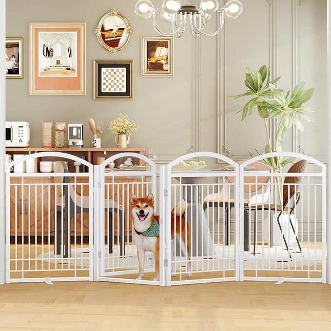 Folding No-Assembly Metal Freestanding Dog Gate by THKKYHomeOfficeFurniture
