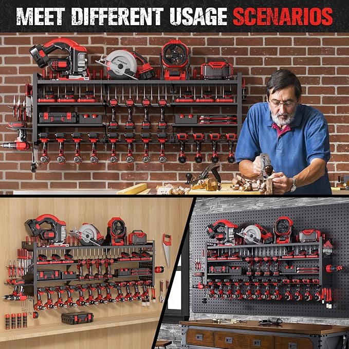 49.8" W Super Large Power Tool Organizer Wall Mount, 4-Layer Heavy Duty Tool - Image 7