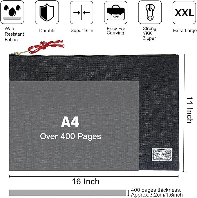 Rough Enough Important Document Storage Bag File Folder Organizer Pouch - Image 3