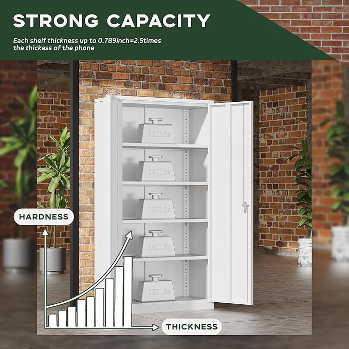 Greenvelly Metal Storage Cabinet, Lockable Steel Cabinets - Image 5