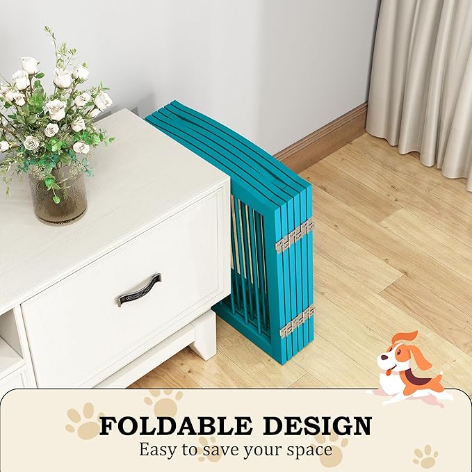 Freestanding Pet Gates with Walk Through Door, Dog Indoor Fence, Dog Gate - Image 4