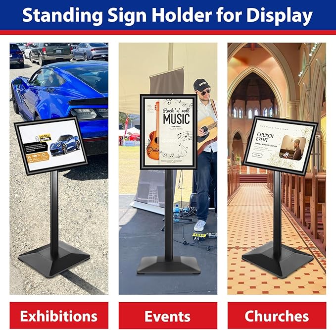 Sign Stand 11x17inch Pedestal Sign Holder Poster Stand 3Packs Adjustable Floor - Image 8
