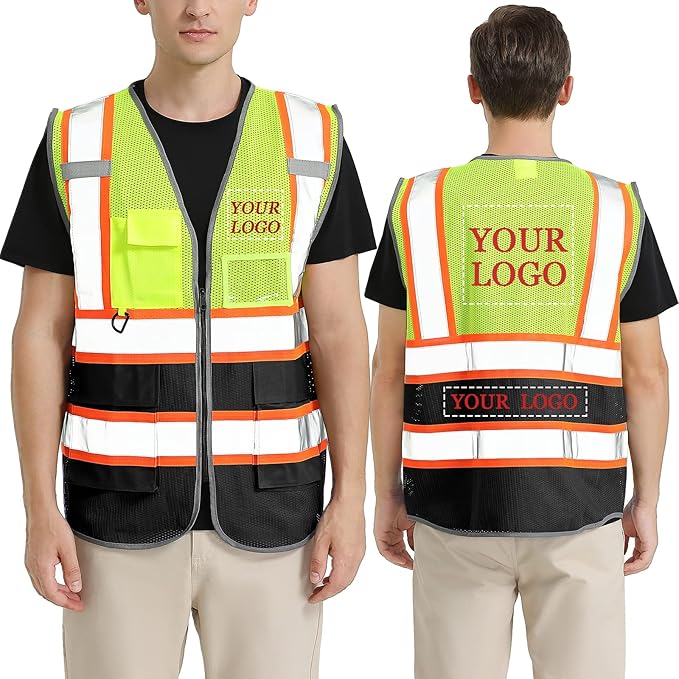 BeautyWill Custom Logo Safety Vest Class 2 High Visibility Reflective Vest by BeautyWill