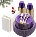 350PCS Clear Purple Plastic Plates by Bestluck