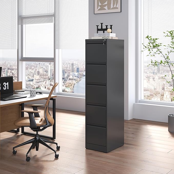 5 Drawer File Cabinet, Metal Vertical Filing Cabinets - Image 2