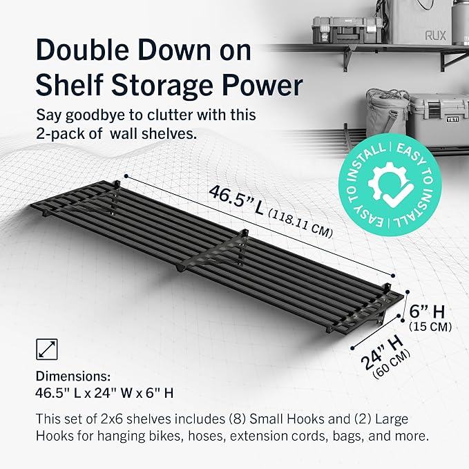 StoreYourBoard Heavy Duty Garage Shelf Wall Mount 2ft x 6ft – Wall-Mounted - Image 2