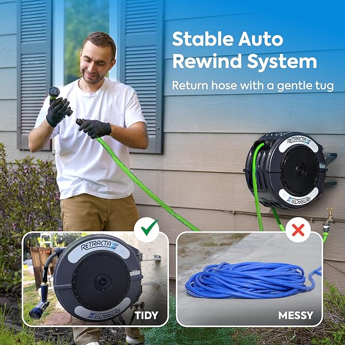 Macnaught Retractable Garden Hose Reel, 60 Ft Water Hose Reel Heavy Duty - Image 6