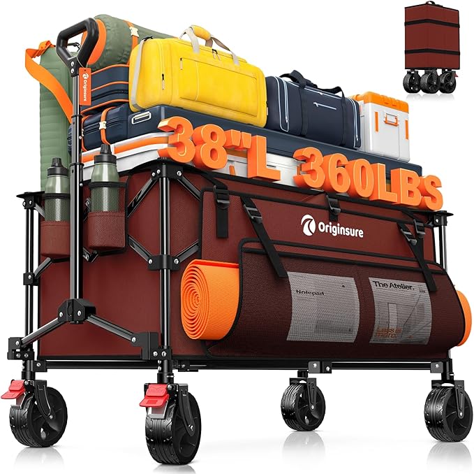 220L Collapsible Wagon Cart Foldable, Utility Carts by Unknown