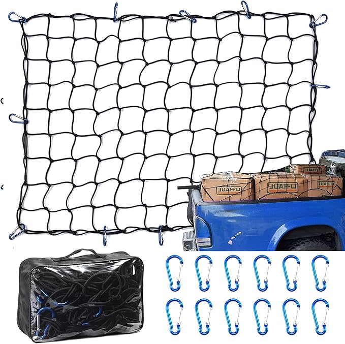 Amiss 3' x4' Stretches to 6' x 8' Truck Cargo Net, Roof Rack Cargo Net by Amiss
