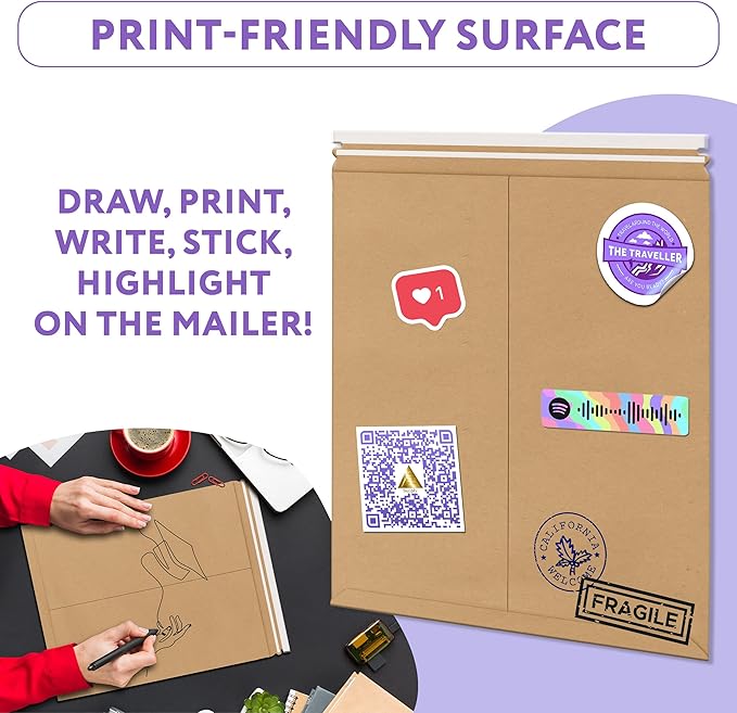 Natural Brown Kraft Rigid Mailers, 18 x 24 Inches. Pack of 5 Paperboard - Image 4