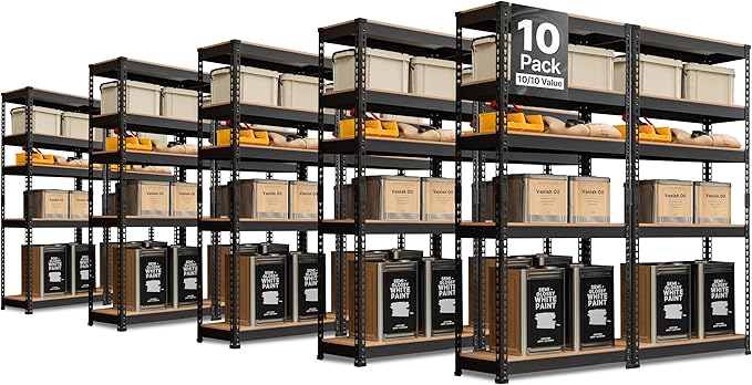 HOMEDANT 5 Tier Storage Shelves Adjustable Laminated Boltless Garage Metal by TheBestOrganizingSolution