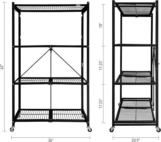 Origami R5 Series Foldable 4-Tier Steel Storage Rack, Pewter – Heavy-Duty Metal - Image 5