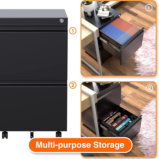 Aobabo 2 Drawer File Cabinet, Metal Filing Cabinet - Image 5
