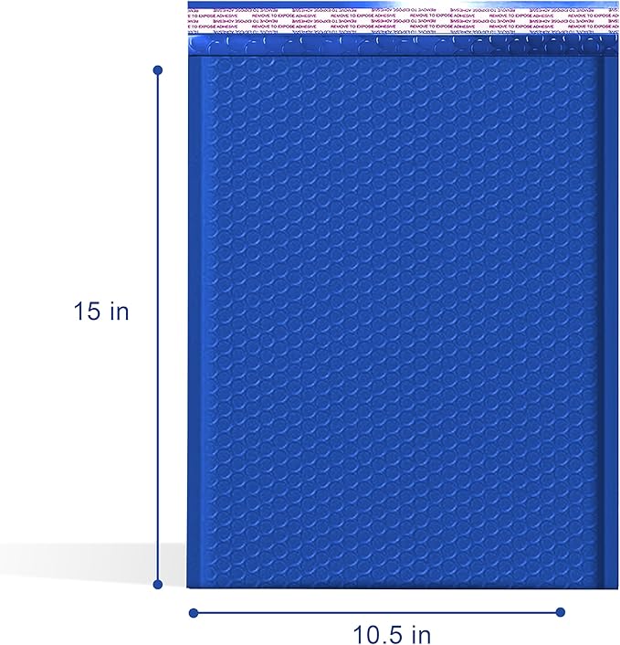 Royal Blue 10.5x16 Inch Poly Bubble Mailers #5 | Self Seal Large Padded - Image 2
