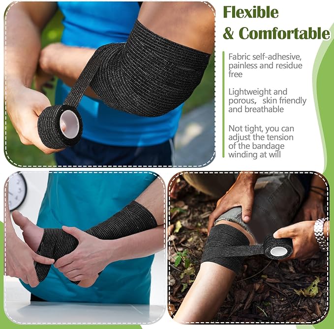 Treela 36 Pcs Self Adherent Bandage 1" X 5 Yard Wrap Breathable Cohesive - Image 5