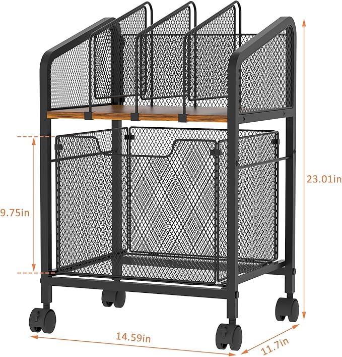 Rolling File Cabinet with Adjustable Dividers, Vertical Filing Cabinet with - Image 3