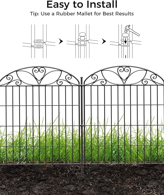 10 Panels No Dig Decorative Outdoor Garden Fence - Image 5