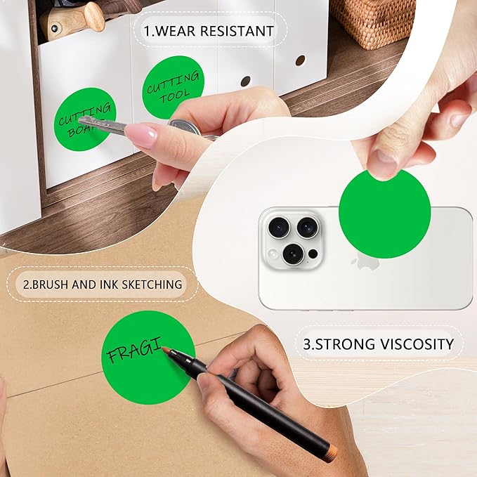 2 Inch Green Circle Stickers 500 Pcs, Permanent Color Coding Dots - Image 3