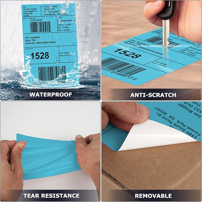 Blue Direct Thermal Labels 4 × 6 Inch Vinyl Self-Adhesive Fanfold Shipping - Image 6