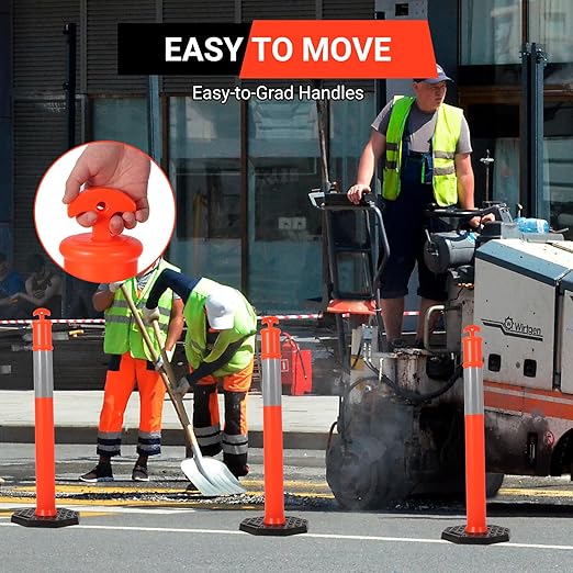 Delineator Post with Base 6 Pack, PeakPursuit 45 Inch Portable Orange Traffic - Image 4