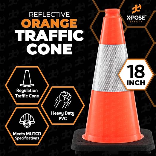 Xpose Safety 18 Inch Orange Traffic Cones - Image 3