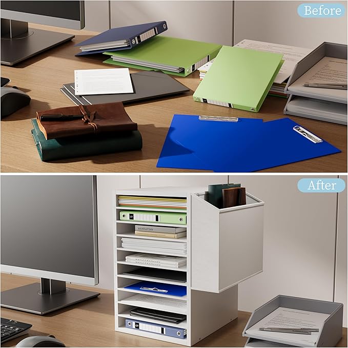 Office Mail Sorter, Wooden Paper Organizer - Image 9