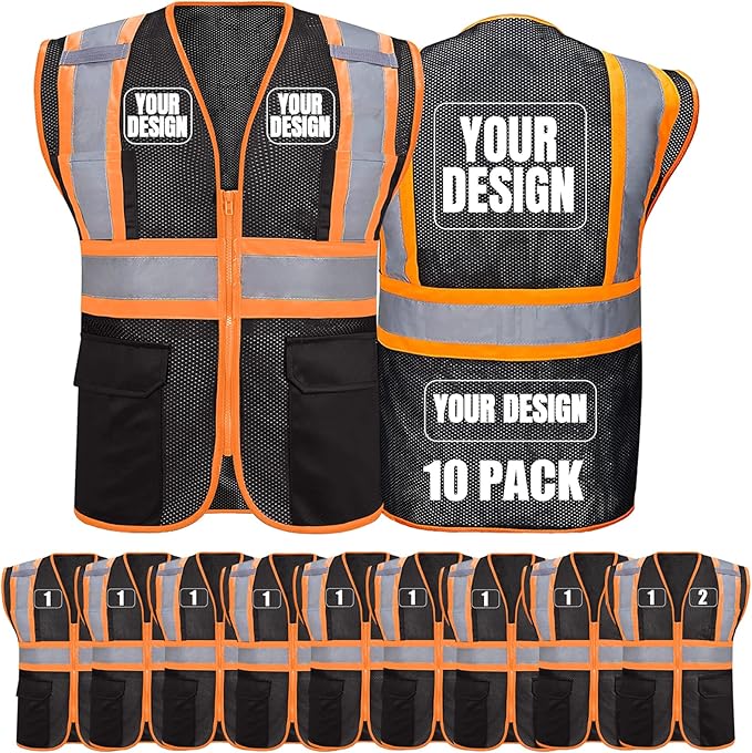 BeautyWill Custom Safety Vest Customized Logo Class 2 High Visibility by BeautyWill
