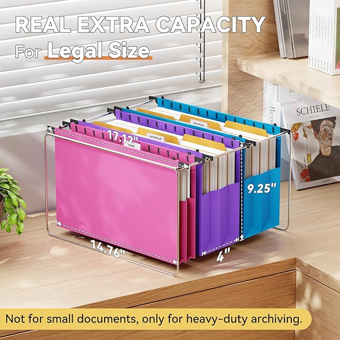 Expandable Legal Size Hanging Folders Extra Capacity, Reinforced 4" Filing - Image 3