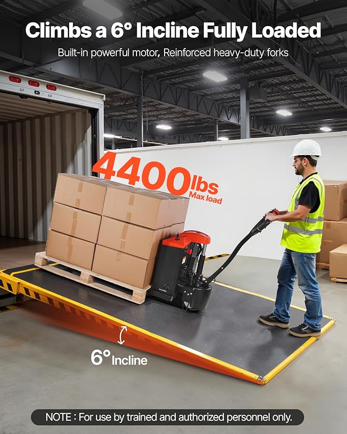 VEVOR Electric Pallet Jack, 4400 lbs Load Capacity, Lithium Battery Powered - Image 2