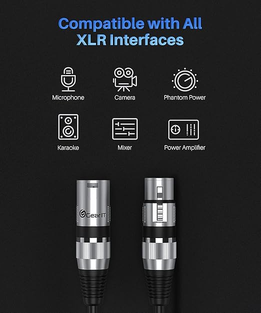 GEARit XLR Male to Female Microphone Cable 3-Pin Balanced Shielded Mixer - Image 8