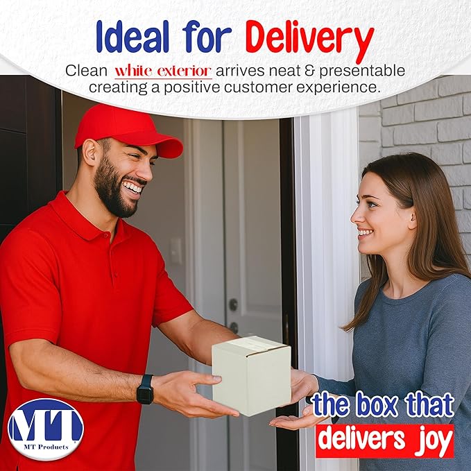 MT Products Sturdy White Corrugated Cardboard Shipping Boxes 5" x 5" x 5" - Image 4