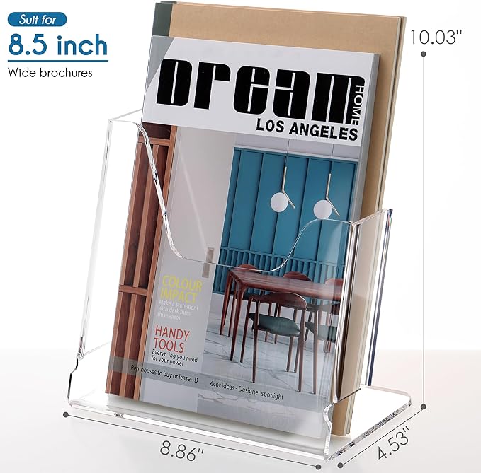Acrylic Brochure Holder 8.5X11Inch, Magazine Pamphlet, Booklet Holder - Image 2