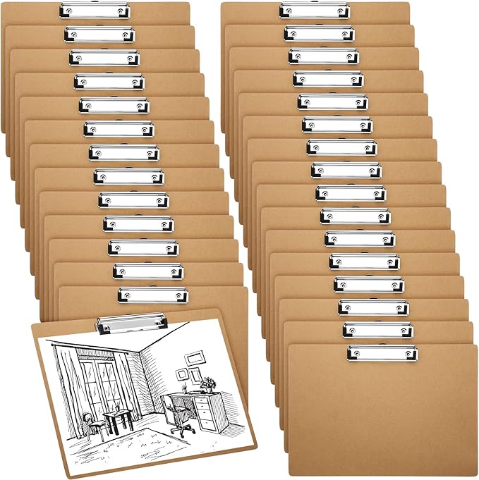 Sherr 30 Pcs Clipboard 9 x 13 Inch Large Brown Wooden Horizontal by Sherr